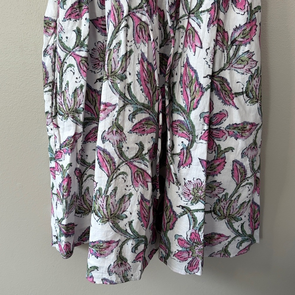 Celina Moon Floral Cotton Mini Dress Size XS White Pink Green - Picture 4 of 10